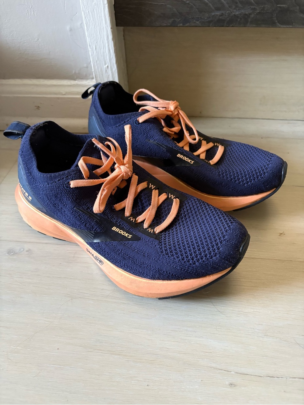 Womens Brooks Navy and Peach Athletic Running Shoes